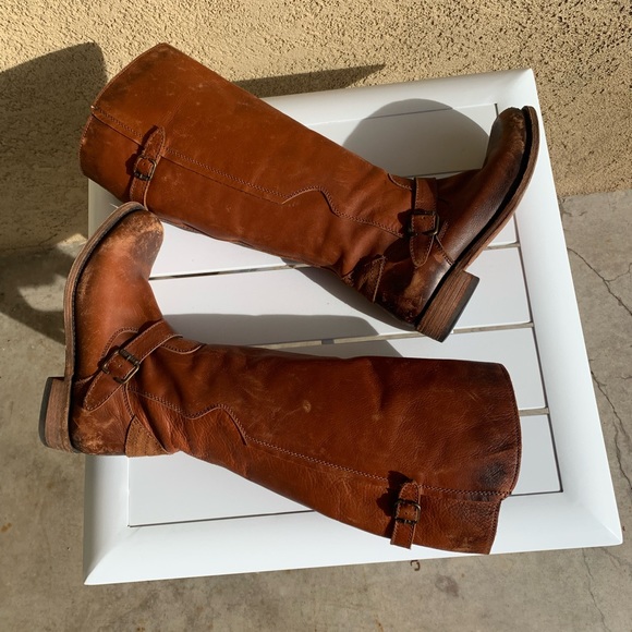 Liberty Black brown distressed all leather tall boots size 6 - Picture 15 of 16